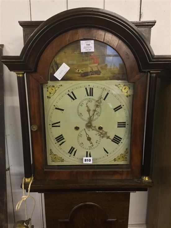 Arched oak 8 days grandfather clock